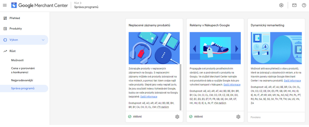 Google Merchant Center, Google Ads, správa kampaně v Google nákupech, online marketing.
