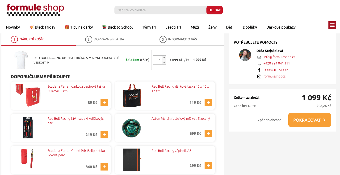 Formuleshop - upsell v košíku